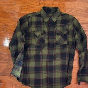 DIXXON Olive and Black Plaid Men's Shirt